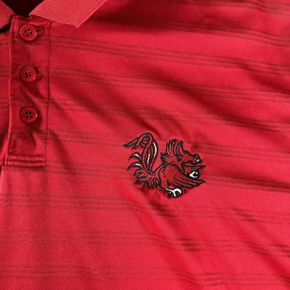 Adidas ClimaLite Golf Polo Shirt Mens XXL Red South Carolina Gamecocks Stripe